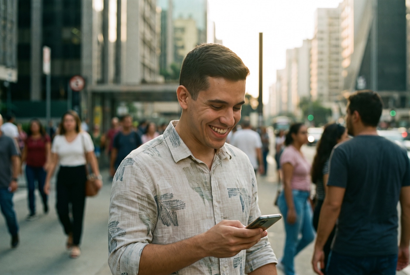 Pessoa consultando informações no celular